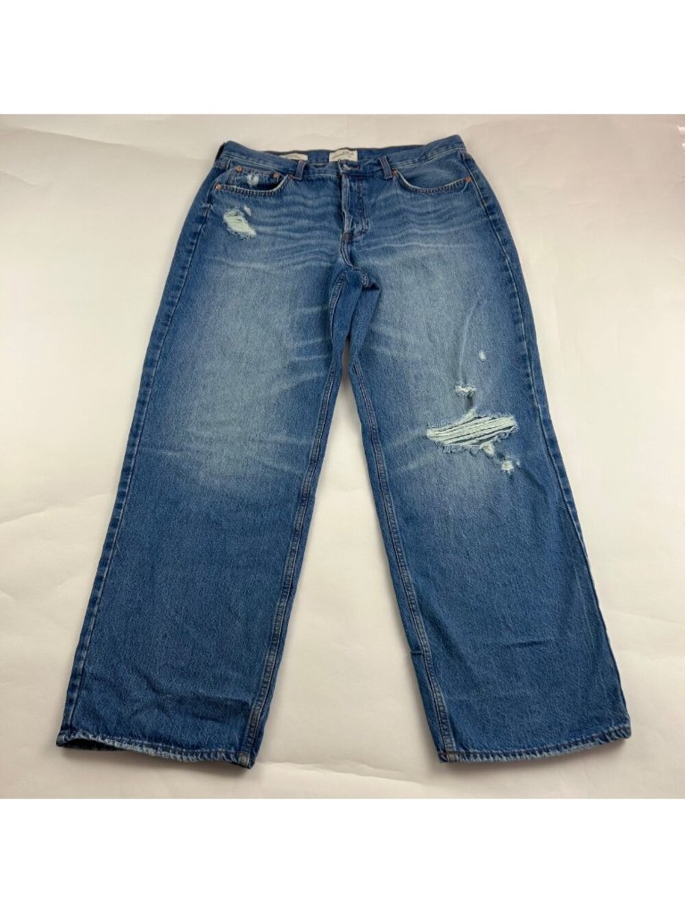 Universal Thread Blue Denim Mid Rise 90s Distressed Baggy Jeans 12